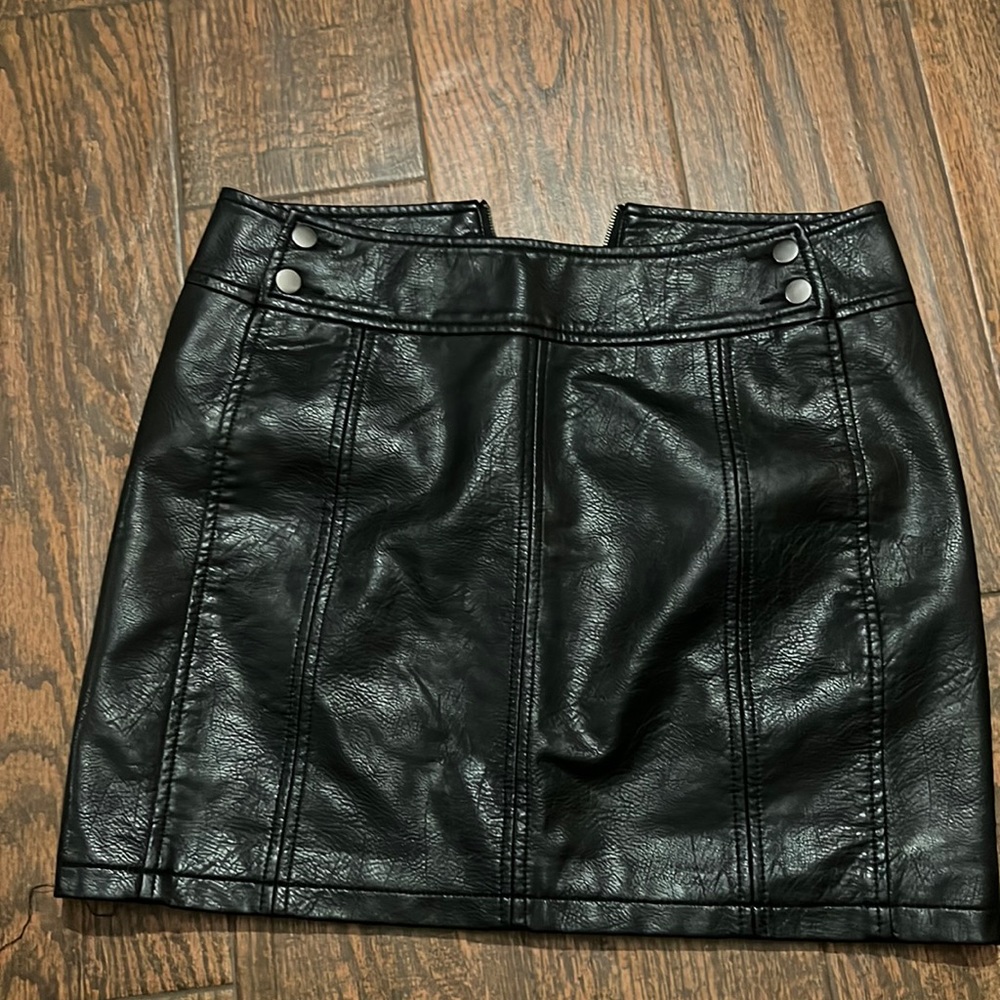 Black leather free people skirt
